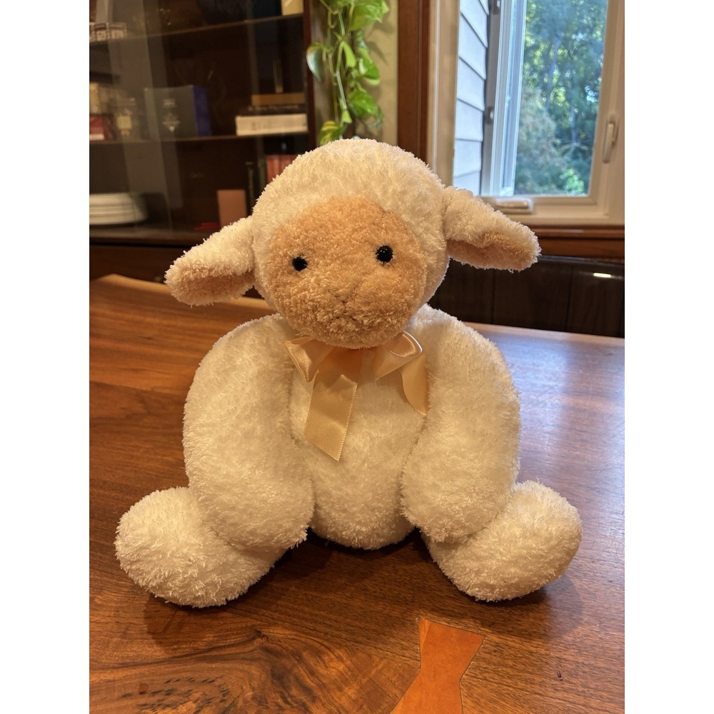 Friendzies Target Lamb Sheep Plush White Tan Beige Ribbon Sitting Bow 2003
